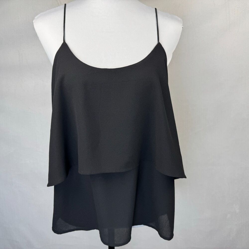 Paper Crane Tank Top Sz L Black Layered Spaghetti Straps